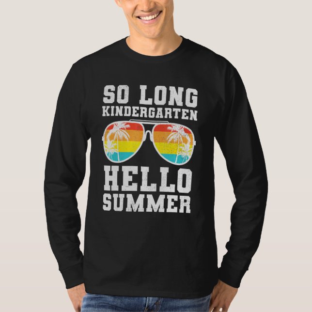 Retro So Long Kindergarten Hello Summer Teacher St T-Shirt (Front)
