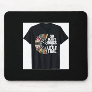 Retro So Many Books Little Time Book Clock Reading Mouse Pad