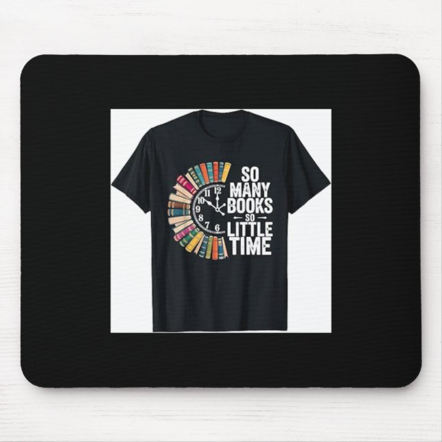Retro So Many Books Little Time Book Clock Reading Mouse Pad (Front)