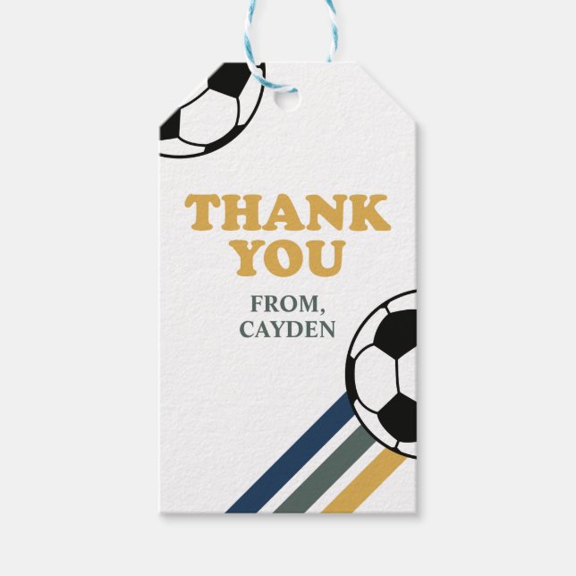 Retro Soccer Birthday favour tags (Front)