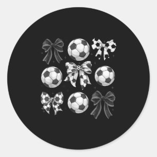 Retro Soccer Bow,game Day,coquette Soccer Mum,mama Classic Round Sticker