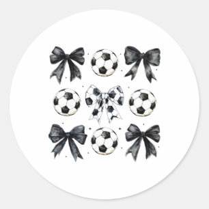 Retro Soccer Bow Game Day Mama Soccer Mother's Day Classic Round Sticker