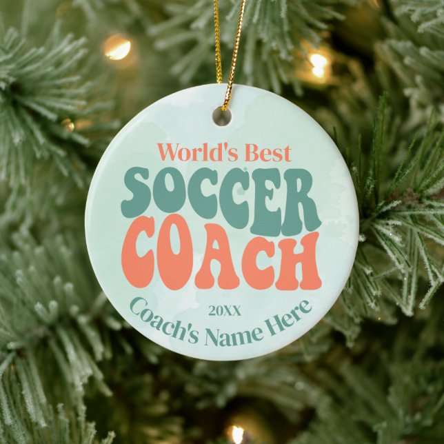 Retro Soccer Coach Personalised   Ceramic Tree Decoration (Tree)