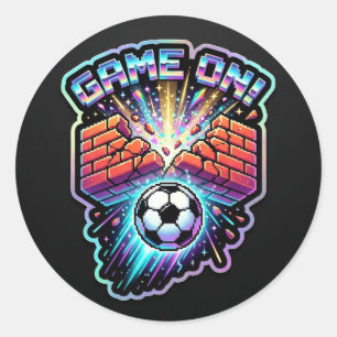 Retro Soccer Game On Neon Splash - 2026 Gaming Classic Round Sticker