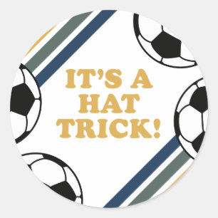 Retro Soccer Hat Trick 3rd Birthday Classic Round Sticker