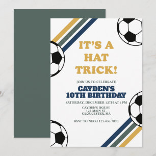 Retro Soccer Hat Trick 3rd Birthday Invitation
