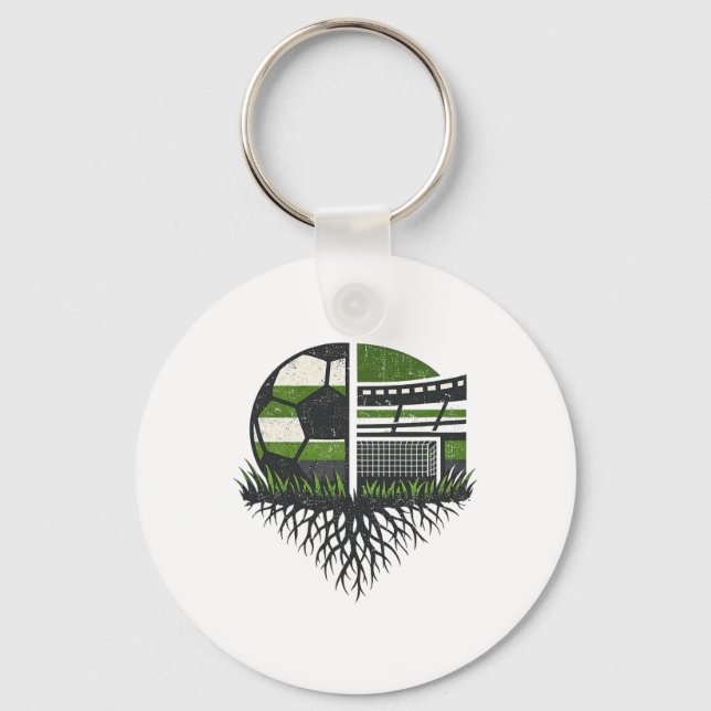 Retro Soccer Ll Stadium Nature Design  Key Ring (Front)