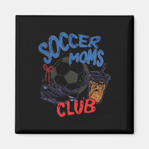 Retro Soccer Moms Club Iced Coffee Sports Mum Moth Magnet