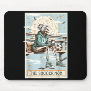 Retro soccer mum tarot card soccer skeleton mama mouse pad