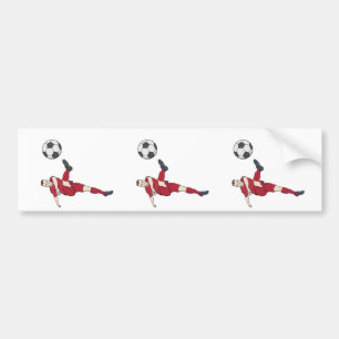 Retro Soccer Player Kicking Ball Volley Action Gra Bumper Sticker