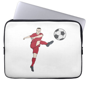 Retro Soccer Player Kicking Ball Volley Action Gra Laptop Sleeve