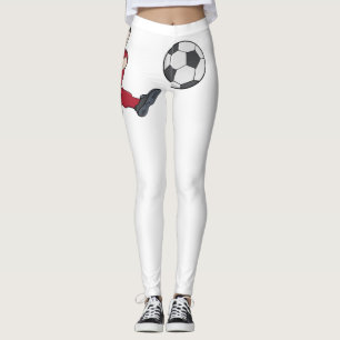Retro Soccer Player Kicking Ball Volley Action Gra Leggings