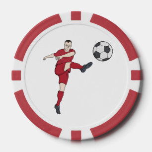 Retro Soccer Player Kicking Ball Volley Action Gra Poker Chips