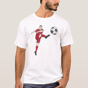 Retro Soccer Player Kicking Ball Volley Action Gra T-Shirt