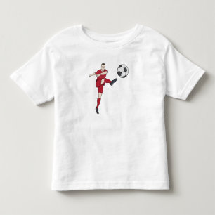 Retro Soccer Player Kicking Ball Volley Action Gra Toddler T-Shirt