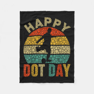 Retro Soccer Player Polka Dot Art Student Happy Do Fleece Blanket
