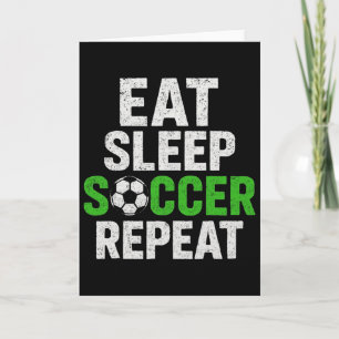 Retro Soccer Player Saying Eat Sleep Game Repeat Card