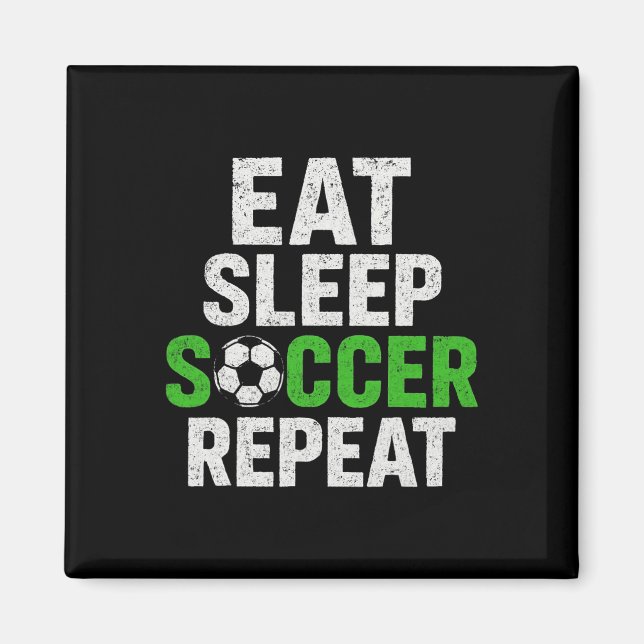 Retro Soccer Player Saying Eat Sleep Game Repeat  Magnet (Front)