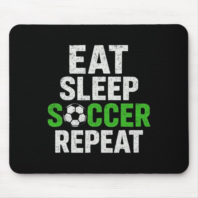 Retro Soccer Player Saying Eat Sleep Game Repeat  Mouse Pad (Front)
