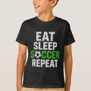 Retro Soccer Player Saying Eat Sleep Game Repeat T-Shirt
