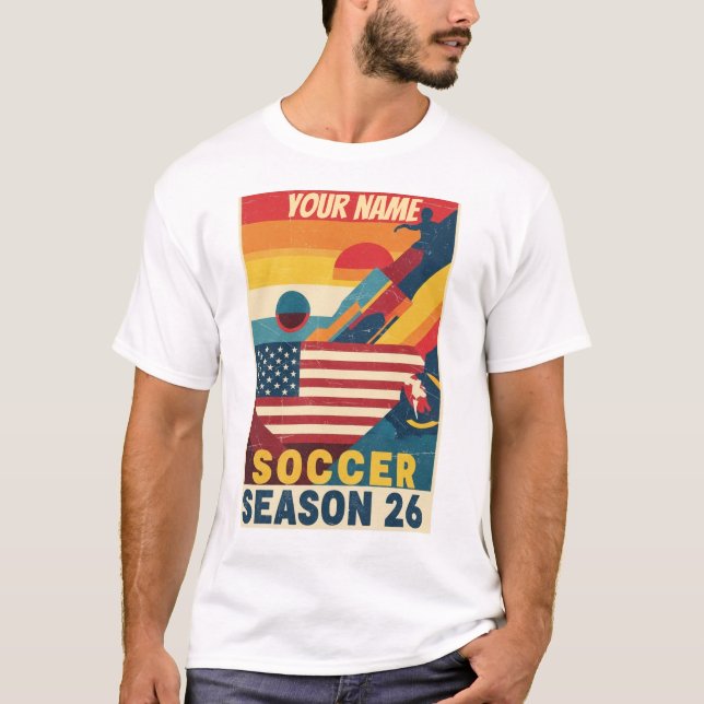 Retro Soccer Season 26 USA Abstract Graphic T-Shir T-Shirt (Front)