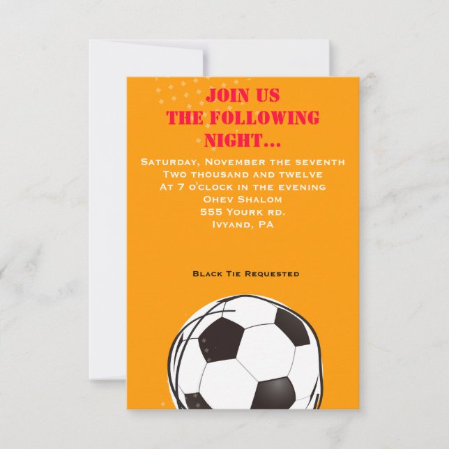Retro SOCCER Themed Bar Bat Mitzvah Party Card (Front)