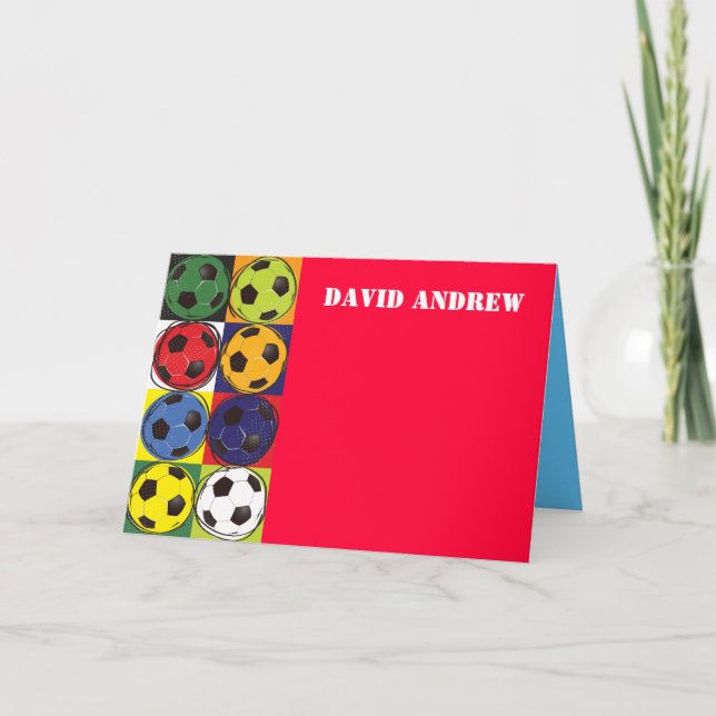 Retro SOCCER Themed Thank You Card (Front)