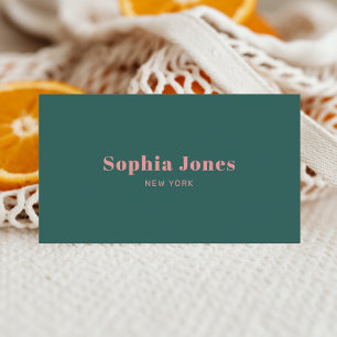 Retro Social Media Minimalist Teal Business Card