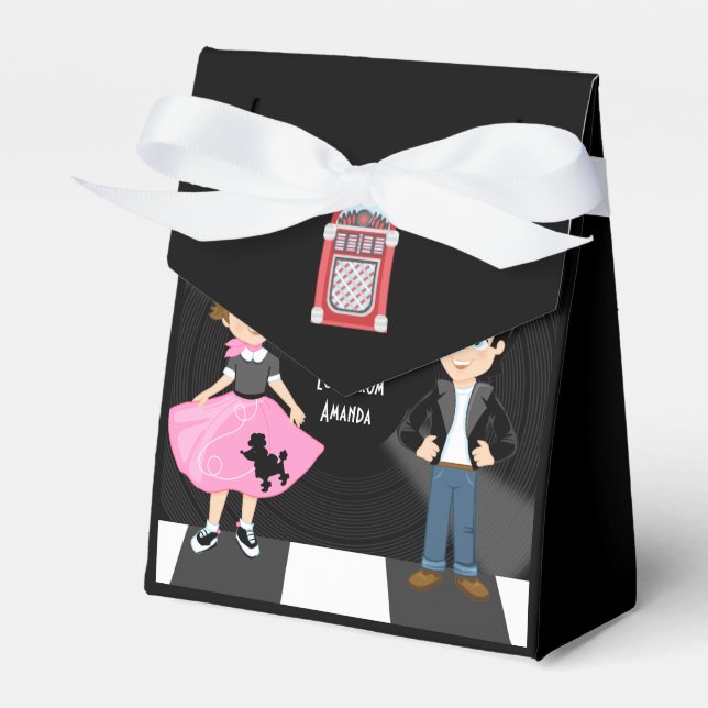 Retro Sock Hop Birthday Party Favour Box (Front Side)