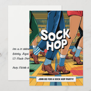 Retro Sock Hop Party Invitation
