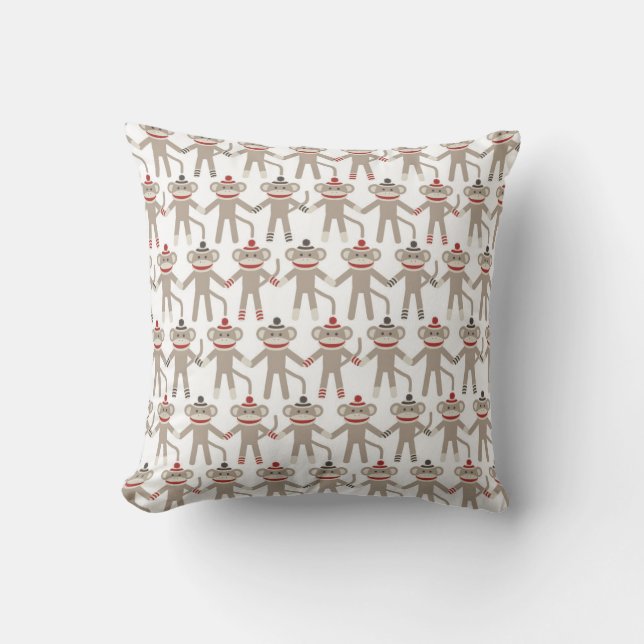 Retro Sock Monkey Cushion (Front)