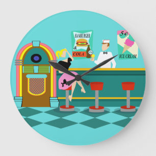 Retro Soda Fountain Acrylic Round Clock