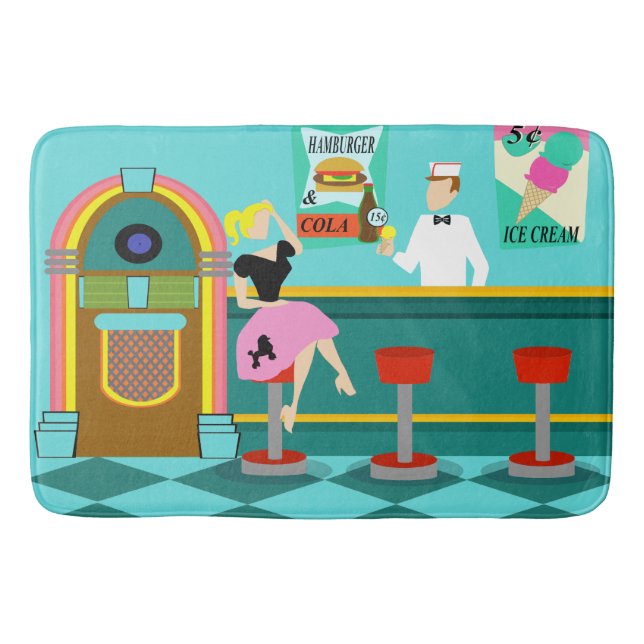 Retro Soda Fountain Bath Mat (Front)