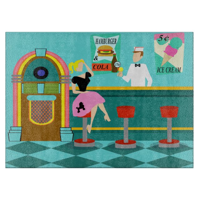 Retro Soda Fountain Cutting Board (Front)