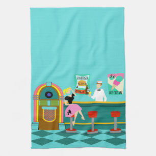 Retro Soda Fountain Kitchen Towel
