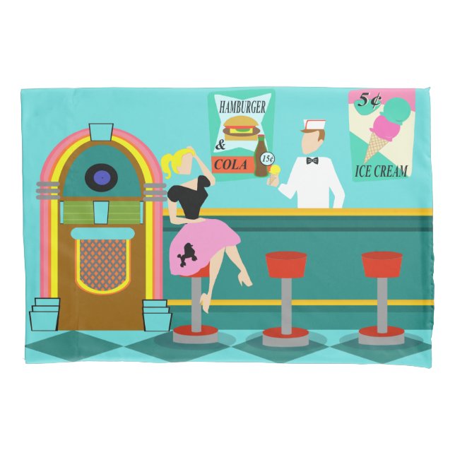 Retro Soda Fountain Pillowcase (Front)
