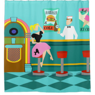 Retro Soda Fountain Shower Curtain