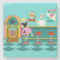 Retro Soda Fountain Stone Coaster