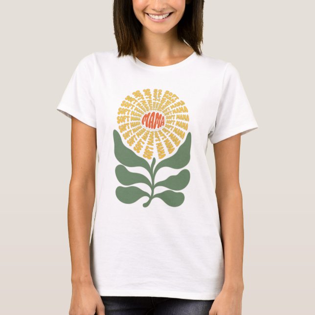 Retro "Soft Mama" Flower Typography Design T-Shirt (Front)