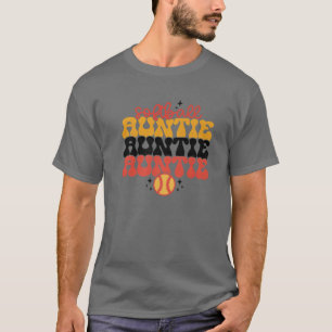 Retro Softball Auntie Softball Mum Funny Auntie Mo T-Shirt