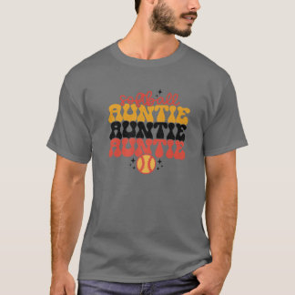 Retro Softball Auntie Softball Mum Funny Auntie Mo T-Shirt