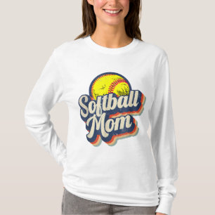 Retro Softball Mum Funny Vintage Softball Mum Moth T-Shirt
