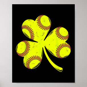 Retro Softll Irish Shamrock Clover Sports St. Patr Poster