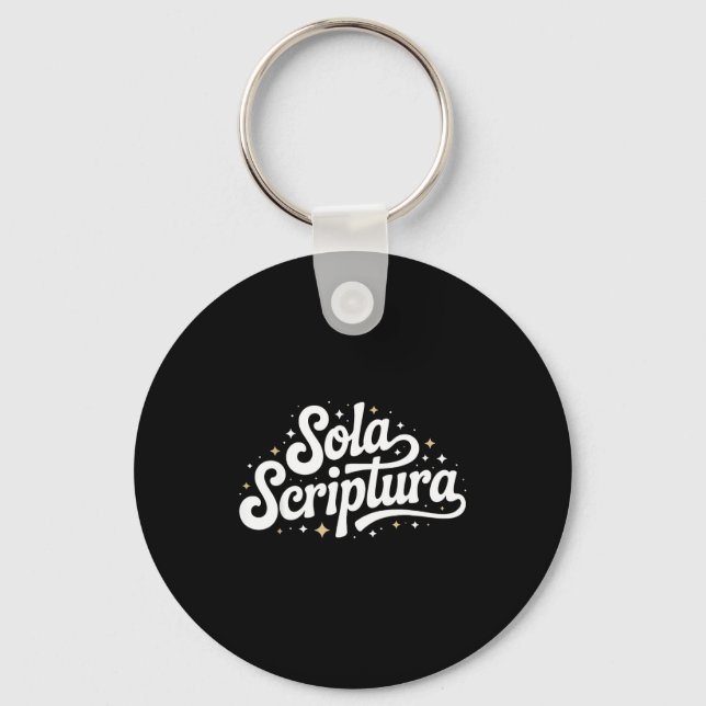 Retro Sola Scriptura Reformed Christian Theology D Key Ring (Front)