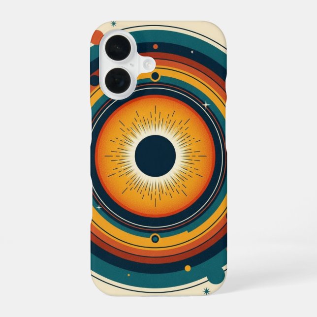 Retro Solar Eclipse iPhone 16 Case (Back)