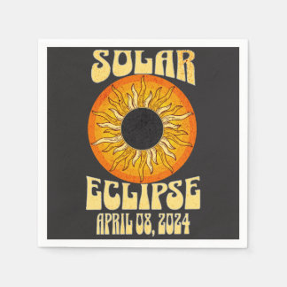 Retro solar eclipse Total Eclipse April 8, 2024 Napkin