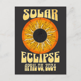 Retro solar eclipse Total Eclipse April 8, 2024  Postcard