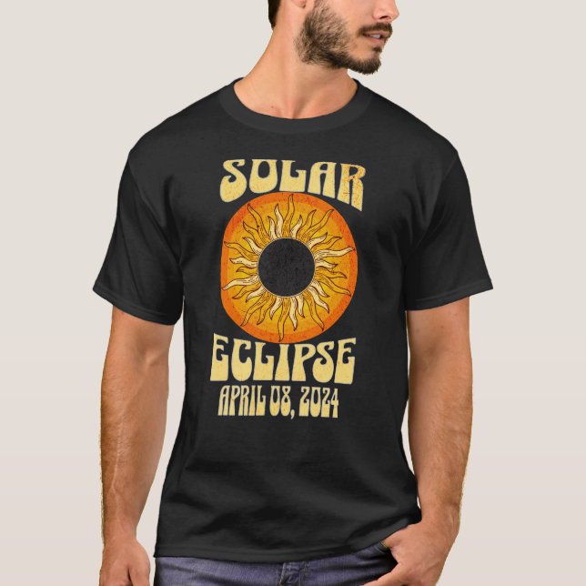 Retro solar eclipse Total Eclipse April 8, 2024  T-Shirt (Front)