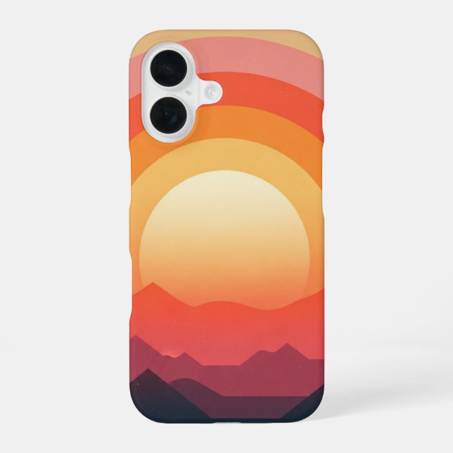 Retro Solar Horizon iPhone 16 Case (Back)