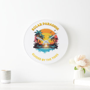 Retro Solar Paradise Guided by the Tides T-Shirt Large Clock